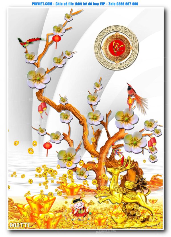 File PSD vector tranh tài lộc mẫu số 003TTL