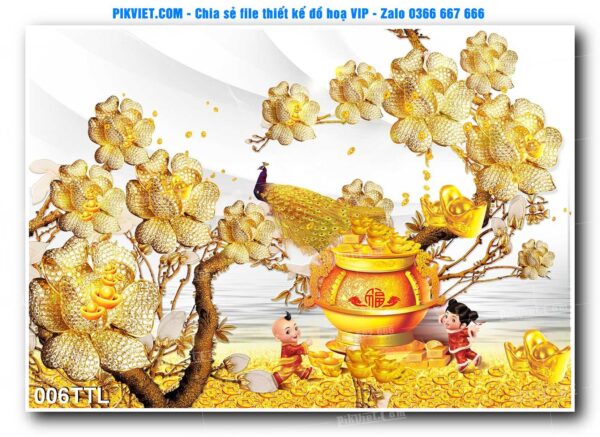 File PSD vector tranh tài lộc mẫu số 006TTL