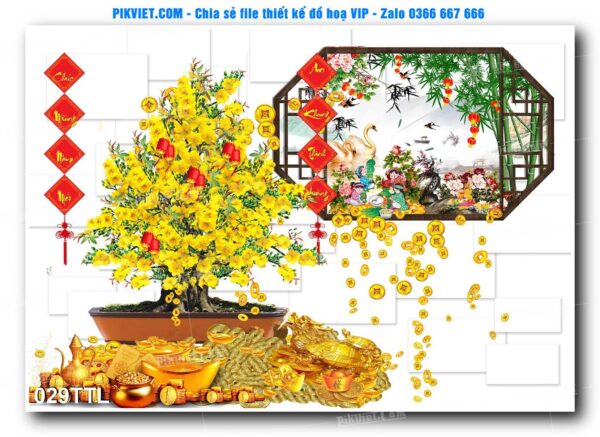 File PSD vector tranh tài lộc mẫu số 029TTL