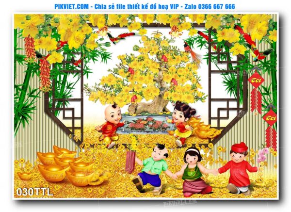 File PSD vector tranh tài lộc mẫu số 030TTL