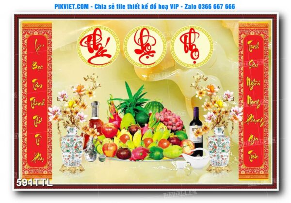 File PSD vector tranh tài lộc mẫu số 591TTL