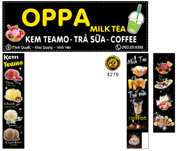 OPPA milk tea - kem teamo - trà sữa - coffee file corel