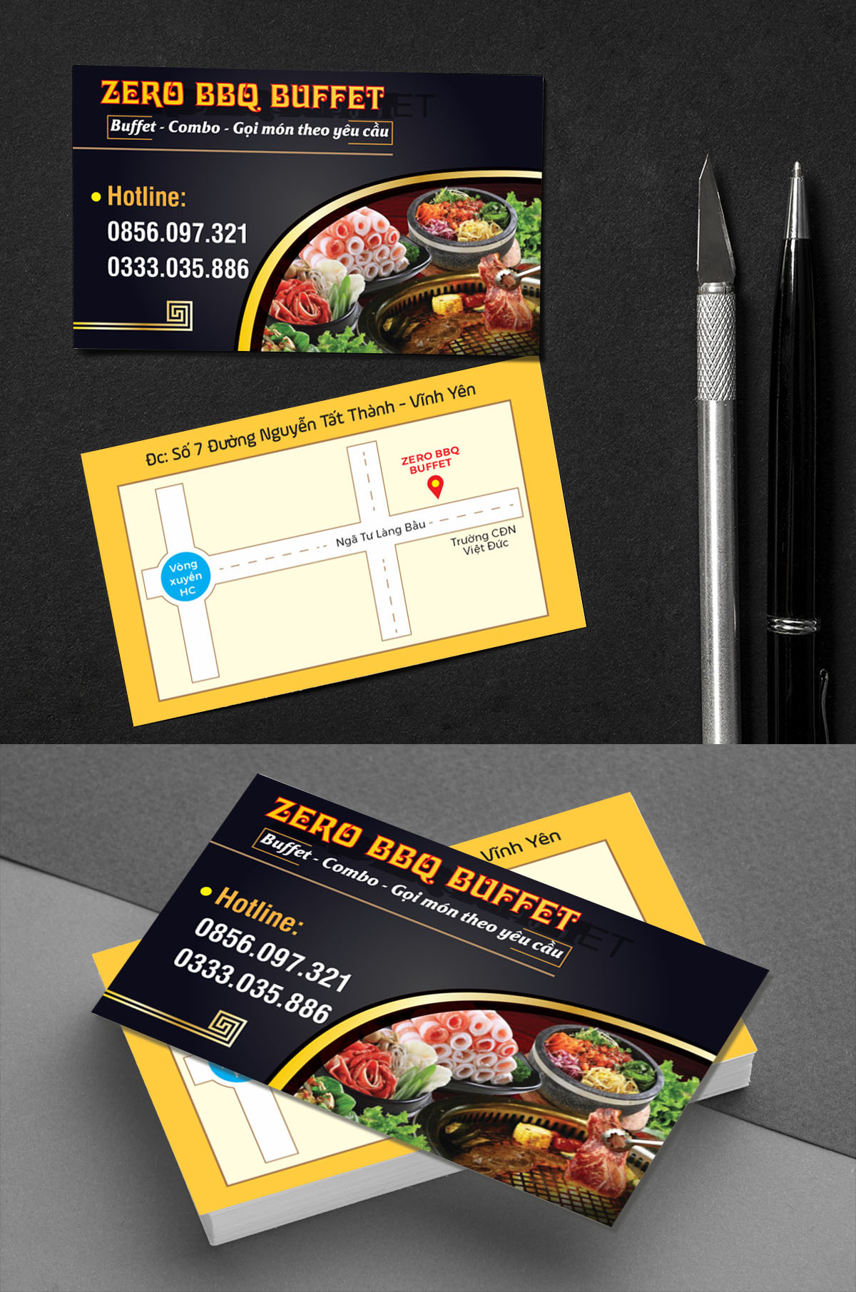 Mẫu danh thiếp namecard nhà hàng quán nướng