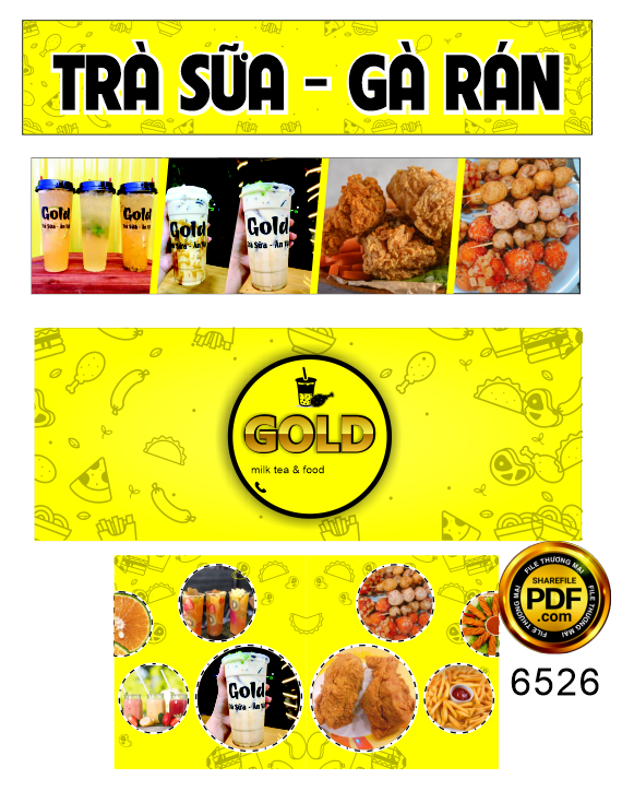 Trang trí xe đẩy Trà Sữa - Gà rán #4 file corel