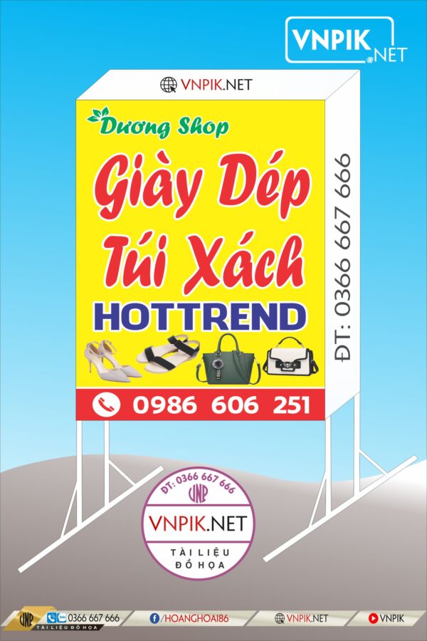 Mẫu biển shop giày dép dương shop