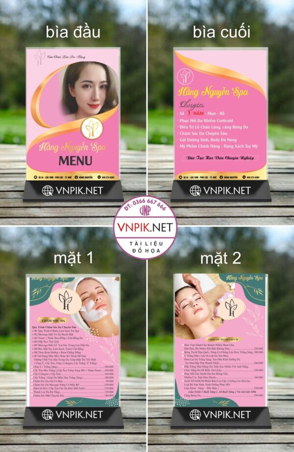 Menu Spa Hằng Nguyễn mẫu 4